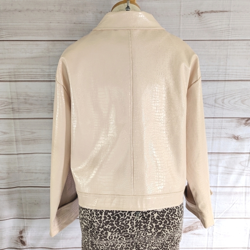 Missguided Cream Leather Jacket - Picture 5 of 15